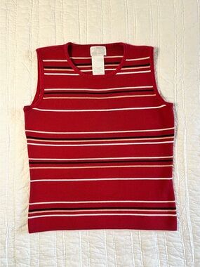 VINTAGE 90s Designers Originals Striped Sweater Knit Tank Top - Size S